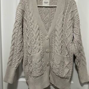 Abercrombie & Fitch Women's Beige Cable Knit Cardigan